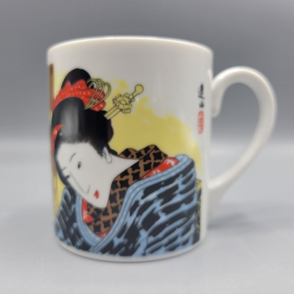 Japanese Ceramic Coffee Mug With Geisha Artwork Made In Japan